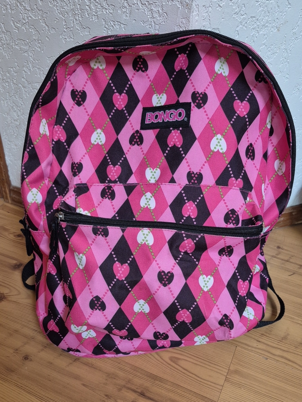 Bongo Kids Pink Heart Print Backpack